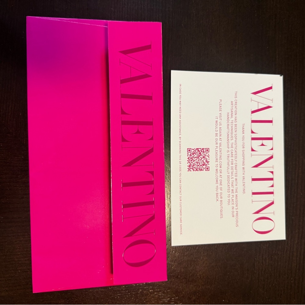 Valentino authenticity card and envelope pink